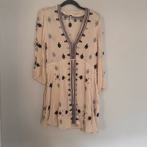 Embroidered Cream Tunic Dress